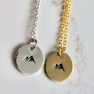 Minimalistic Mountain Necklace, Handstamped with Ink