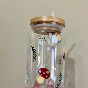 Dishwasher Safe Red Mushroom Glass Cup