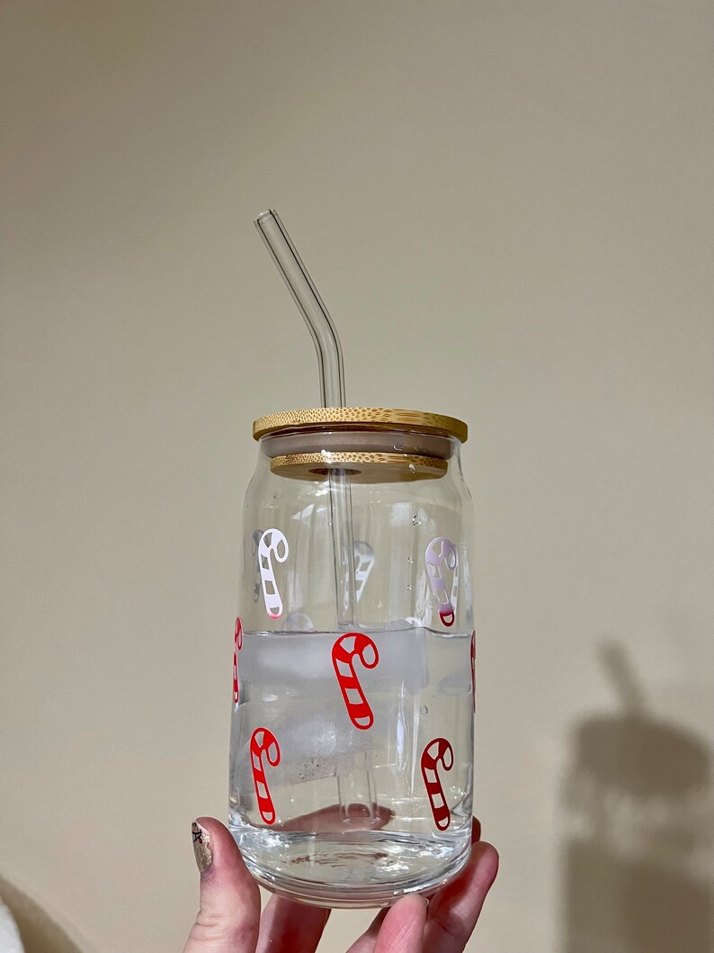 Color Changing Candy Cane Glass Cup Etsy