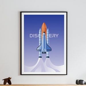 NASA Druck, Space Shuttle Entdeckung Poster, digitaler Download, Raumschiff, Rakete Wandkunst für Weltraum-Liebhaber, Schlafzimmer Dekor druckbare