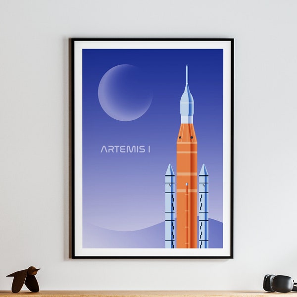 NASA Artemis I Print, NASA Rocket Poster, Space Launch System Print, Téléchargement numérique, Artemis 1 Poster, Space Wall Art, Minimal Design Art