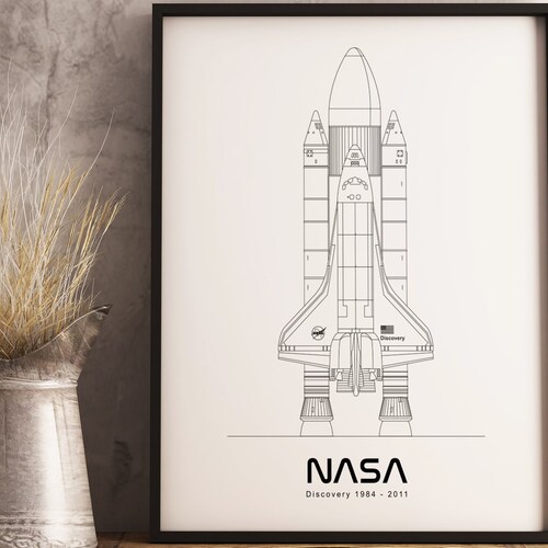 Space Discovery Nasa Space Shuttle Modern Blueprint Poster - Etsy