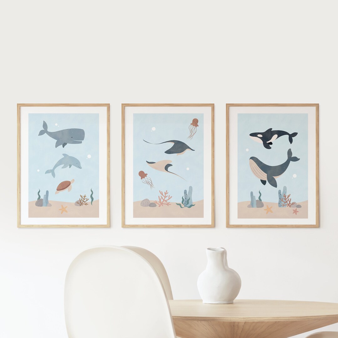 Ocean Nursery Wall Art Set of 3 Wall Art DIGITAL DOWNLOAD - Etsy