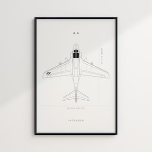 Intruso A6, Póster A6, Arte mural de avión de combate, DESCARGA DIGITAL, Arte mural militar, Póster minimalista de avión, Póster con plano de avión de combate