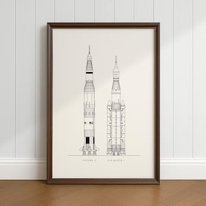 NASA Saturn V SLS Rocket Poster Blueprint | Spacecraft Digital Print | Instant Download | Wall Décor Printable | Space Wall Art Apollo 11