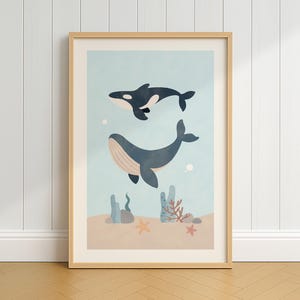 Orca whale nursery print, Ocean nursery wall art, DIGITAL DOWNLOAD, sea animal print, art for kids, nursery wall art, art for kids bedroom