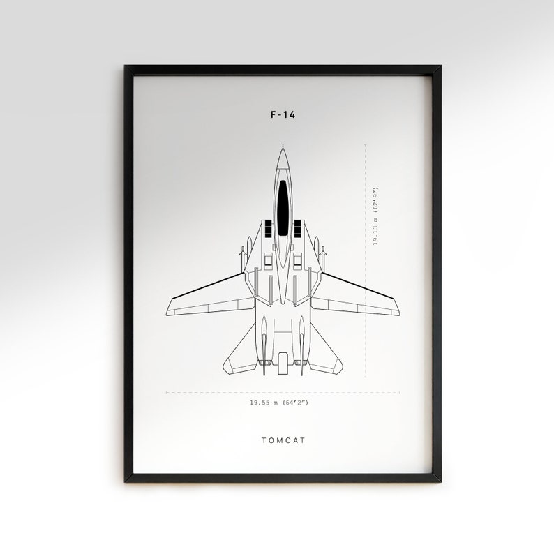 F14 Tomcat Poster Blueprint Wall Art DIGITAL DOWNLOAD Top Etsy