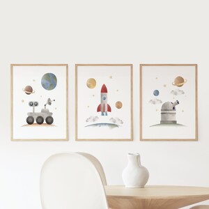 Space Nursery Wall Art, Set of 3 Wall Art, Nursery Wall Art for Space ...