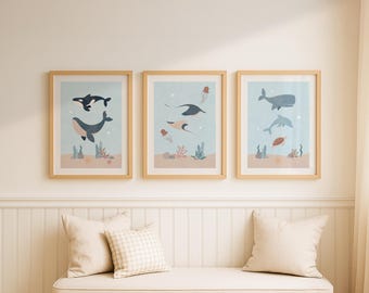 Ocean Animals Alphabet Art Print: Kids Nursery Decor - Etsy