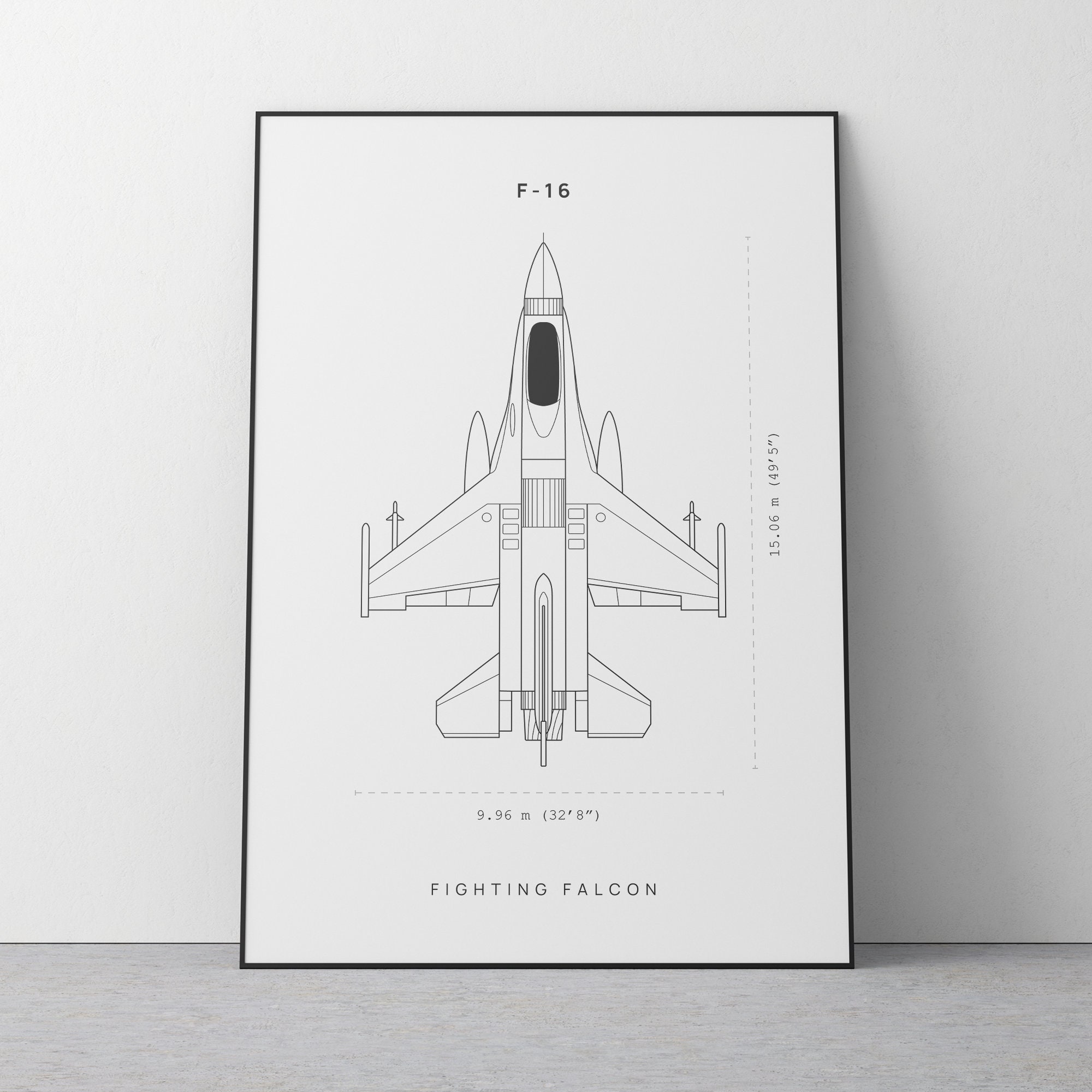 F16 Blueprint Poster Fighter Jet Wall Art DIGITAL DOWNLOAD Etsy
