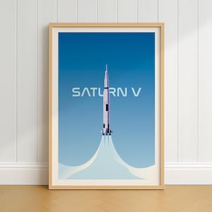 Saturn V Poster, NASA Rocket wall art, Digital Download, Apollo 11 Print, Space Home Decor, Modern, Retro, Abstract Illustration