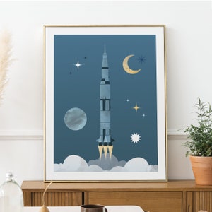 Saturn V Poster, NASA Poster, DIGITAL DOWNLOAD, Space Themed Wall Art, Space Nursery Print, Apollo 11 print, Rocket Print, For Kids Bedroom