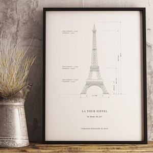 Stampa minimalista della Torre Eiffel, download digitale, poster vintage di Parigi, decorazione murale neutra per arredare la casa in stile vintage, moderno e rustico.