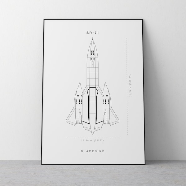 SR71 Blueprint Poster, SR 71 Blackbird, DIGITAL DOWNLOAD, Fighter Jet Wall Art, Military Aircraft Poster, Nasa Aircraft, Airplane Poster