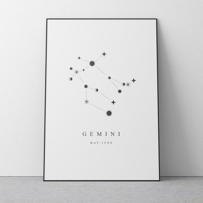 Gemini Constellation Poster, Downloadable Print, Minimalist, Vintage ...