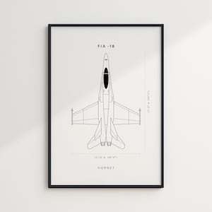 F18 Poster, F18 Hornet, Fighter Jet Wall Art, DIGITAL DOWNLOAD, Fighter Jet Blueprint Poster, Blueprint Wall Art, Military Aircraft,
