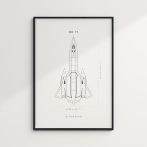 Póster del plano del SR71, SR 71 Blackbird, DESCARGA DIGITAL, Arte mural de aviones de combate, Póster de aviones militares, Aviones de la NASA, Póster de aviones
