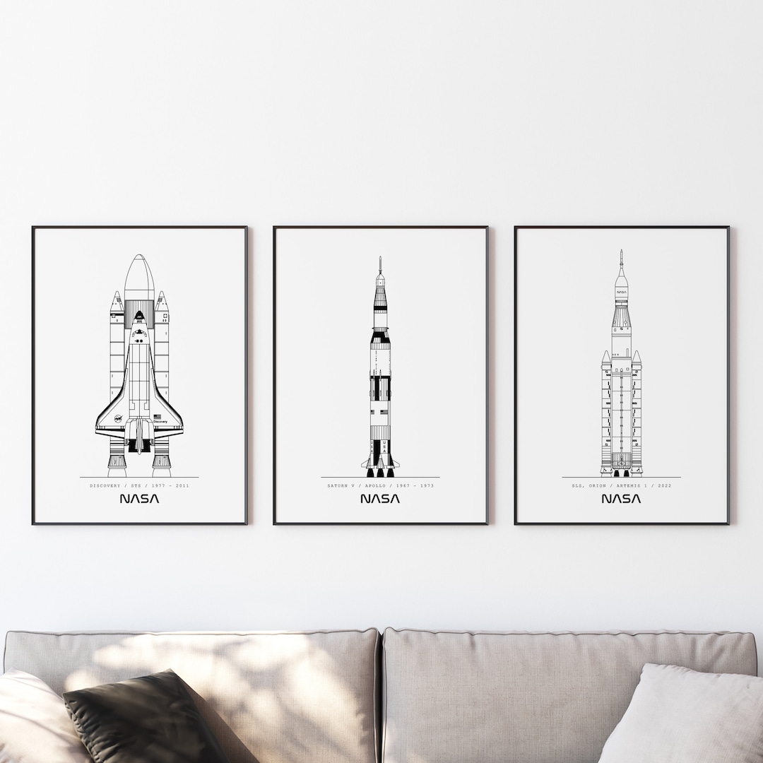 Nasa Blueprint Poster, Set of 3 Prints, DIGITAL PRINT, Saturn V Wall ...