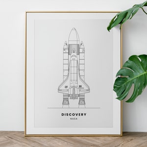 Space Discovery | Nasa Space Shuttle Modern Blueprint Poster | Instant ...