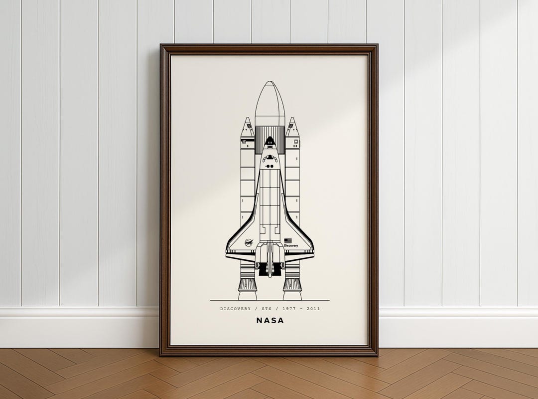 Space Discovery | Nasa Space Shuttle Modern Blueprint Poster | Instant ...