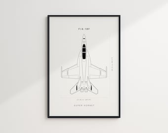 F-18 Super Hornet, Arte del F/A-18F, Arte mural de aviones de combate, DESCARGA DIGITAL, Póster de planos de aviones de combate, Arte mural de planos, Aviones militares
