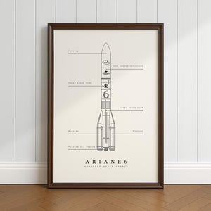 Ariane 6 poster, DIGITAL DOWNLOAD, European space agency, rocket blueprint poster, space print vintage, ESA rocket print
