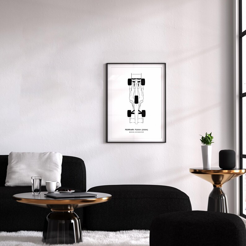 Ferrari F2004 Blueprint Poster: Minimalist Formula 1 Wall Art (digital ...