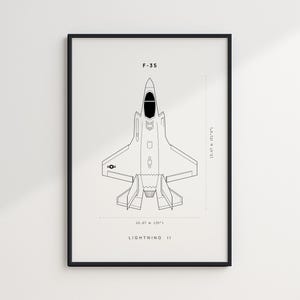 F35 Wall Art, Lightning 2, Blueprint Wall Art, DIGITAL DOWNLOAD, US Navy Poster, Minimalist Airplane Poster, Military Aircraft, Fighter Jet