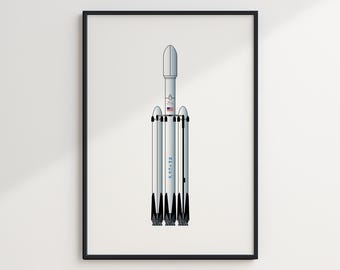 NASA and Spacx Poster, Set of 6, Minimalist Space Wall Art