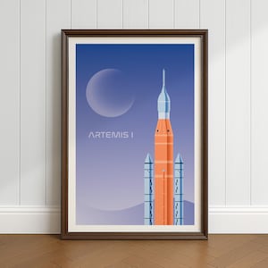 NASA Artemis I Print, NASA Rocket Poster, Space Launch System Print, Digital Download, Artemis 1 Poster, Space Wall Art, Minimal Design Art