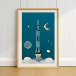 Saturn V Poster, NASA Poster, DIGITAL DOWNLOAD, Space Themed Wall Art, Space Nursery Print, Apollo 11 print, Rocket Print, For Kids Bedroom