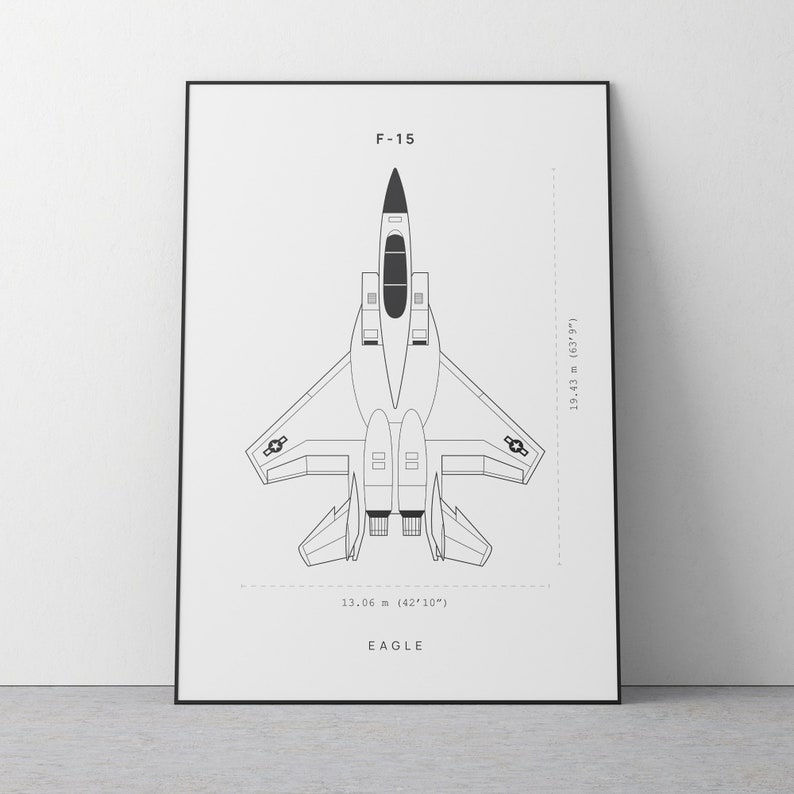 F15 Eagle, Blueprint Wall Art, DIGITAL DOWNLOAD, US Navy Poster ...