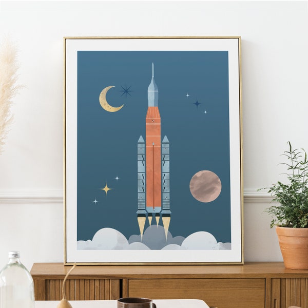 NASA Artemis Wall Art, DIGITAL DOWNLOAD, Artemis Rocket Poster, Artemis 1 Print, For Kids Bedroom, Space Themed Decor, Space Themed Nursery