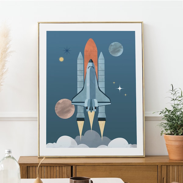 Space Shuttle Poster, NASA poster, DIGITAL PRINT, Nasa Discovery, Rocket Poster, For Kids Bedroom, Space Theme Room Decor, Nursery Wall Art