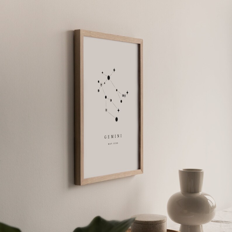 Gemini Constellation Poster, Downloadable Print, Minimalist, Vintage ...