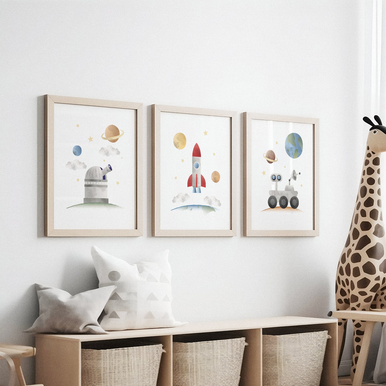 Curated visual reference: Gallery Detail: Space Nursery Wall Art Set Of 3 Wall Art Nursery