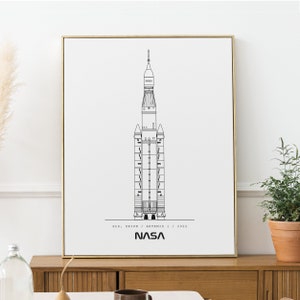 NASA and Spacx Blueprint Poster, Set of 6, Minimalist Space Wall Art ...