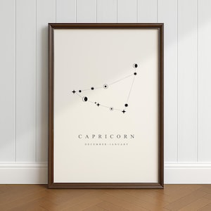 Steinbock Sternbild Poster, Download, minimalistisch, Vintage und Rustikale Dekoration, Geschenk für Astronomie Fans
