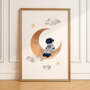 Astronaut on moon swing wall art, DIGITAL DOWNLOAD, space themed nursery, nursery wall art, digital poster, space prints nursery, for kids