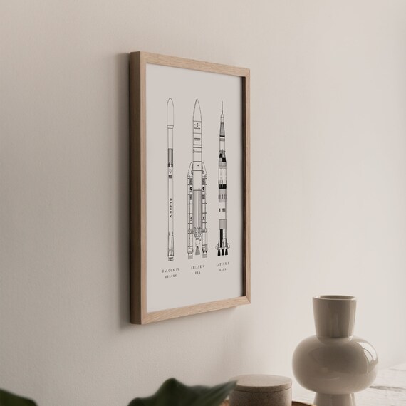 Space Rockets | Wall Art | Digital Print | Saturn V | Falcon 9
