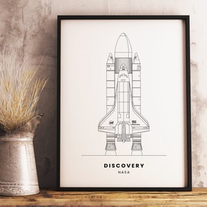 Space discovery | Nasa Space shuttle Modern Blueprint poster | Instant Downloadable Wall Art | Printable | Rocket | Boys bedroom Wall decor