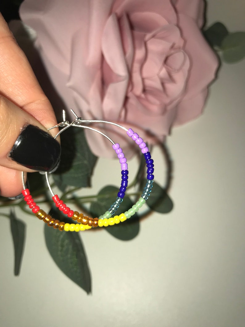 Earrings beaded Harry Styles inspired TPWK jewellery Handmade Spring