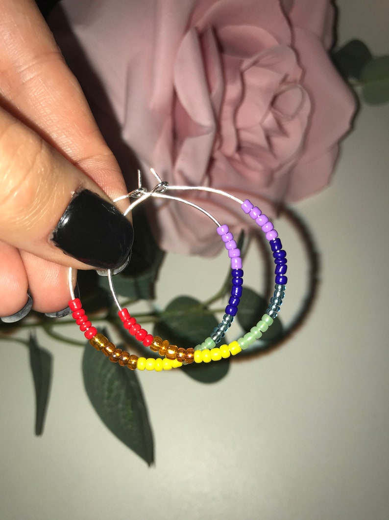 Earrings beaded Harry Styles inspired TPWK jewellery Handmade Spring