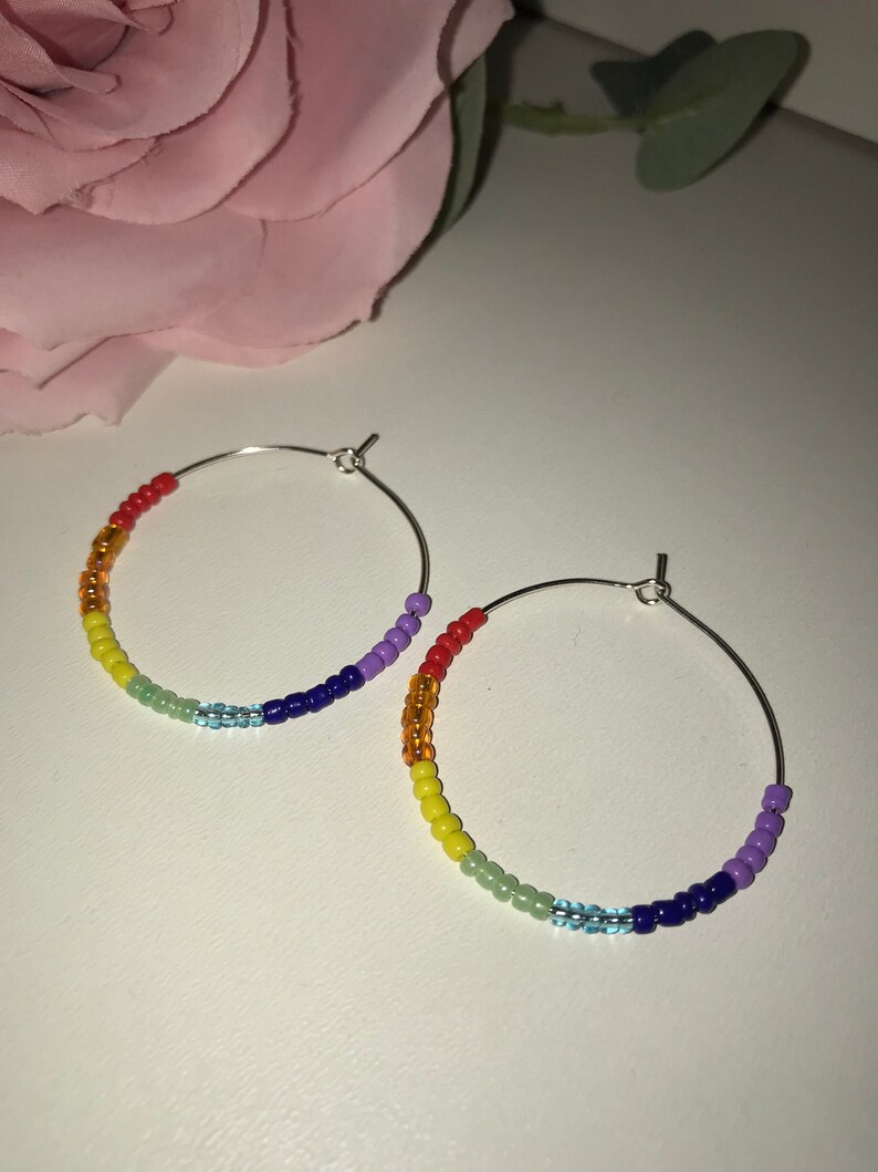 Earrings beaded Harry Styles inspired TPWK jewellery Handmade Spring