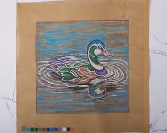 Hand Painted Needlepoint Canvas - "Duck"