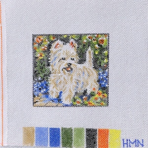 Mini Puppy Hand-painted Needlepoint Canvas