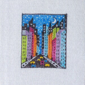 Night City Mini Hand-painted Needlepoint Canvas