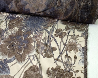 Floral Fabric with Silver Thread