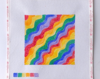 Rainbow Wave - Hand-Painted Needlepoint Canvas