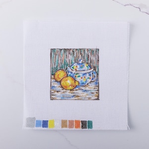 Hand Painted Needlepoint Canvas - &quot;Renoir Lemons&quot;